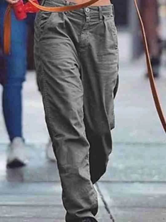 Bolsillos casuales de color liso Pantalones para Mujer
