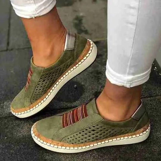 Mocasines planos transpirables con empalmes huecos de gran tamaño Mujer